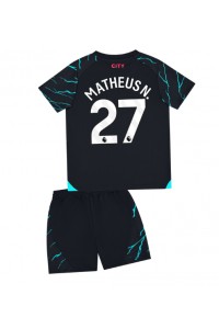 Manchester City Matheus Nunes #27 Jalkapallovaatteet Lasten Kolmas peliasu 2023-24 Lyhythihainen (+ Lyhyet housut)